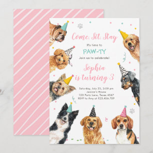 Puppy Anniversaire Invitation Chien Party Pawty Gi