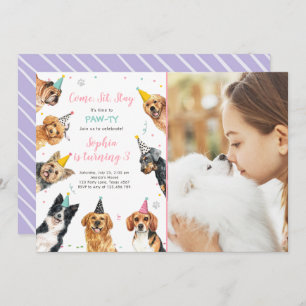 Puppy Anniversaire Invitation Chien Party Pawty Gi