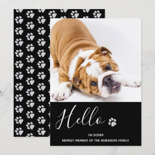 Puppy Annountion - Elegant Black Modern New Pet Kaart