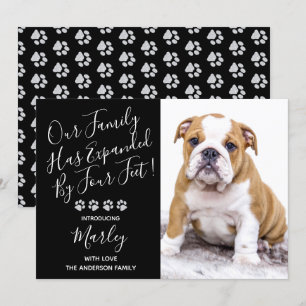 Puppy Annountion - Elegant modern zwart nieuw pakk Kaart