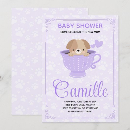 Puppy Baby Shower Invitation (Devant / Derrière)