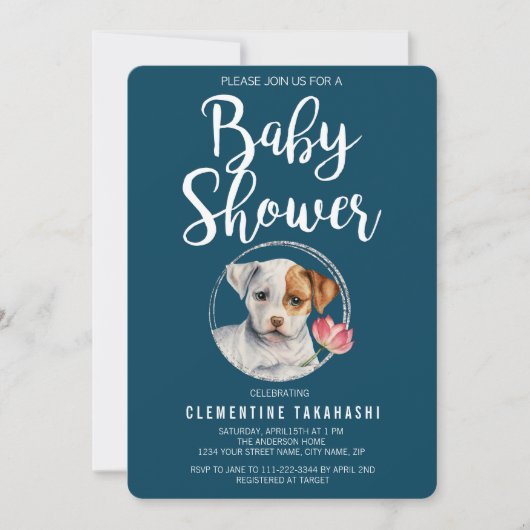 Puppy-Baby shower Kaart (Voorkant)