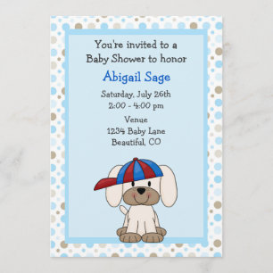 Puppy Baseball Baby shower Uitnodiging voor jongen