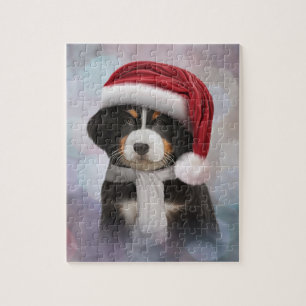 puppy Bernese Mountain Dog in het rode pet van San Legpuzzel