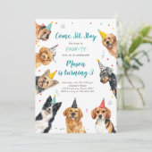 Puppy Birthday Invitation Chien Party Pawty Boy (Debout devant)