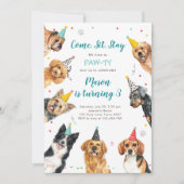 Puppy Birthday Invitation Dog Party Pawty Boy Kaart (Voorkant)