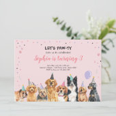 Puppy Birthday Invitation Dog Party Pawty Pink (Debout devant)