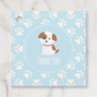 Puppy Birthday Party merci pour les étiquettes ble