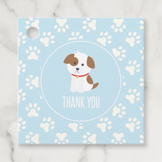 Puppy Birthday Party merci pour les étiquettes ble (Devant)