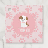 Puppy Birthday Party merci pour les étiquettes ros (Devant)