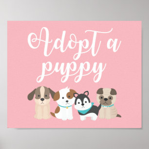 Puppy Birthday Party Sign. Aanvaard een puppy roze Poster