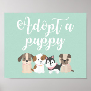 Puppy Birthday Party Sign Adopteer een puppy Poster