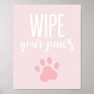 Puppy Birthday Party Sign Veeg je poten roze Poster