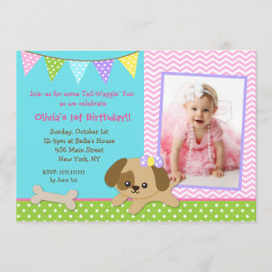 Puppy Birthday-uitnodigingen Kaart