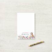 Puppy Bull Dog Floral Post-it Notes personnelles (Sur un bureau)