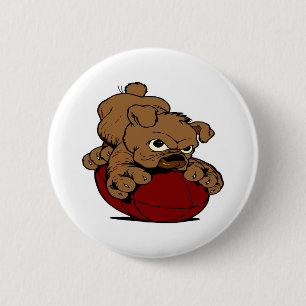 Puppy BullDog Football Ronde Button 5,7 Cm