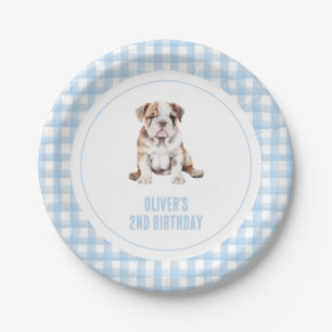 Puppy bulldog preppy gekruist verjaardag papieren bordje