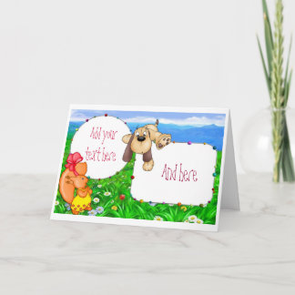 Puppy & Bunny Invitations de fête d'anniversaire