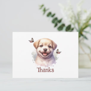 Puppy Butterflies gepersonaliseerde bedankkaart