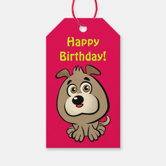  Puppy Cartoon Cadeaulabel (Voorkant)