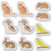 Puppy Cat Hamster Bird Rabbit Cute Animals Sticker (Voorkant)
