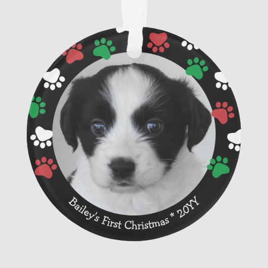Puppy Chien Chou de Noël Pawprints First Red Green (dos)
