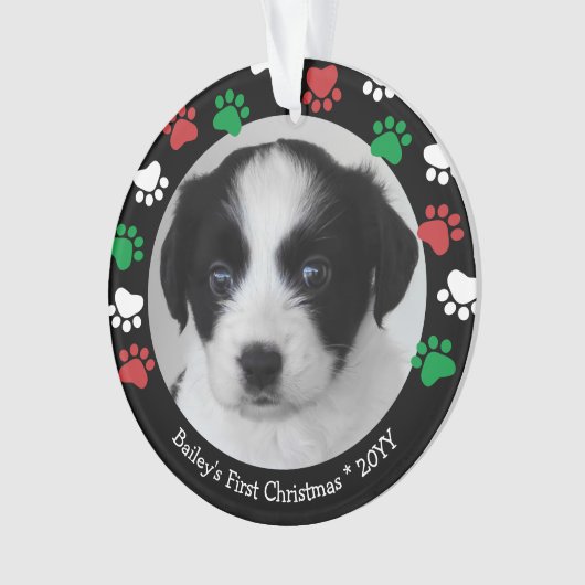 Puppy Chien Chou de Noël Pawprints First Red Green (devant)