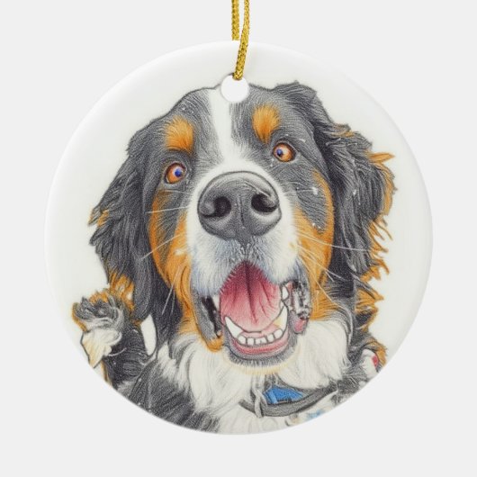 Puppy Christmas Gift Keramisch Ornament (Voorkant)