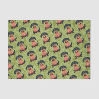 Puppy Christmas Teckel Weiner Santa Dog Tissuepapier