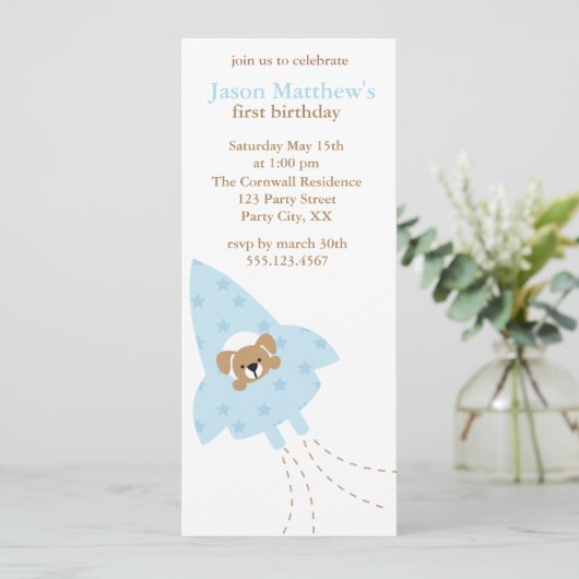 Puppy dans une Rocket invitations de fête d'annive (Debout devant)