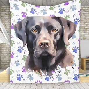 Puppy Days of Summer - Black Labrador Fleece Deken