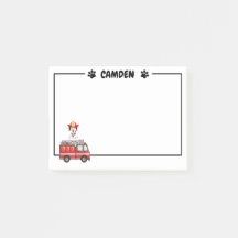 Puppy des pompiers et ses notes Post-It® 4" x 3"