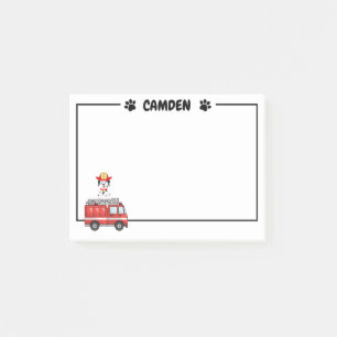 Puppy des pompiers et ses notes Post-It® 4" x 3"