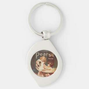 Puppy die een bad neemt vintage antiek sleutelhanger