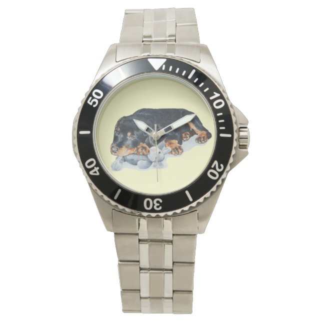puppy die teddy beer rottweiler horloge (Voorkant)