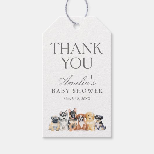 Puppy Dog Baby shower Cadeaulabel (Voorkant)