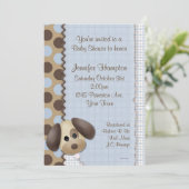 Puppy Dog Baby shower Invitation Kaart (Staand voorkant)