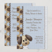 Puppy Dog Baby shower Invitation Kaart (Voorkant / Achterkant)