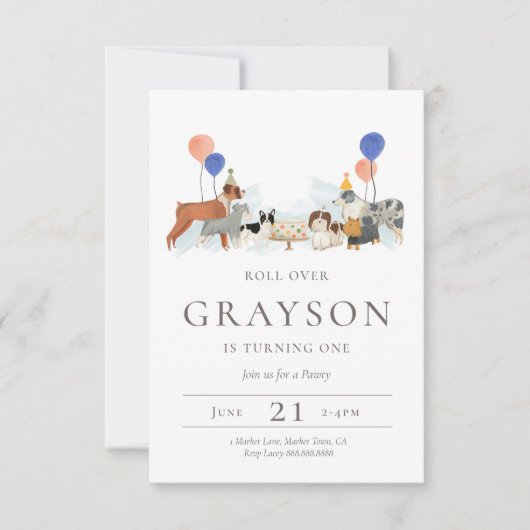 Puppy Dog Birthday Invitation Kinderen Kaart (Voorkant)