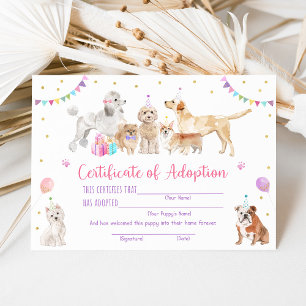 Puppy Dog Birthday keurt een puppy Certificate goe Kaart
