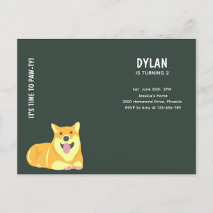 Puppy Dog Birthday Pawty Party Invitation Kaart