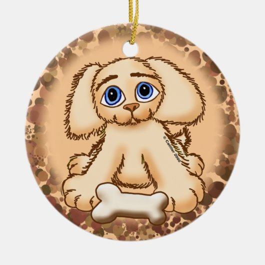 Puppy Dog Bone Keramisch Ornament (Voorkant)