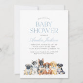 Puppy Dog Boy Baby shower Kaart (Voorkant)