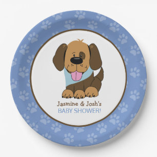 Puppy Dog Boy Baby shower Paper Borden Papieren Bordje