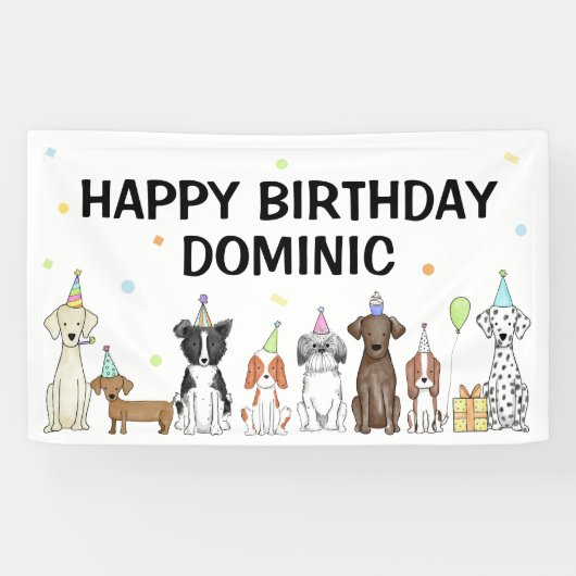 Puppy Dog Boy Birthday Party Banner (Horizontaal)