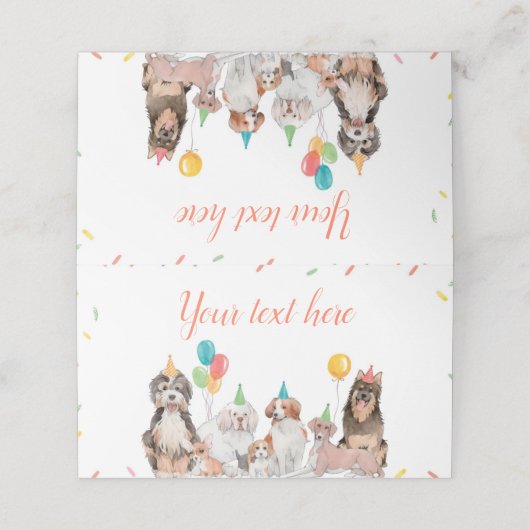 Puppy Dog Boy Verjaardag Voedsel Plaats Kaart Walv (Buitenkant ongevouwen)