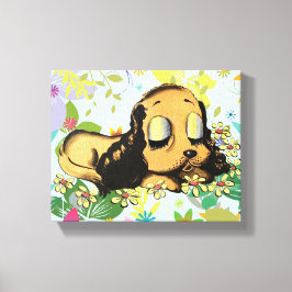 Puppy Dog Cartoon Animal Art Canvas Afdruk