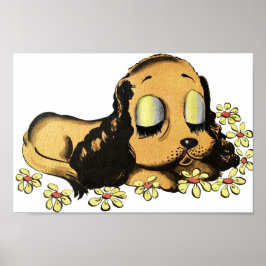 Puppy Dog Cartoon Animal Art Poster