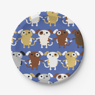 Puppy Dog Cute Colorful 1st Birthday Party Thema Papieren Bordje