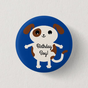 Puppy Dog Cute Colorful 1st Birthday Party Thema Ronde Button 3,2 Cm
